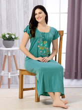 Women's Pure Hosiery Cotton Blended Solid Maxi Dress for Daily & Night Wear Floral Nighty